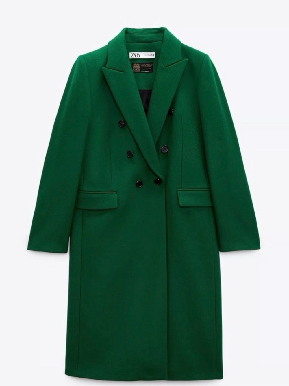 Zara Emerald Green Double-Breasted Trench Coat